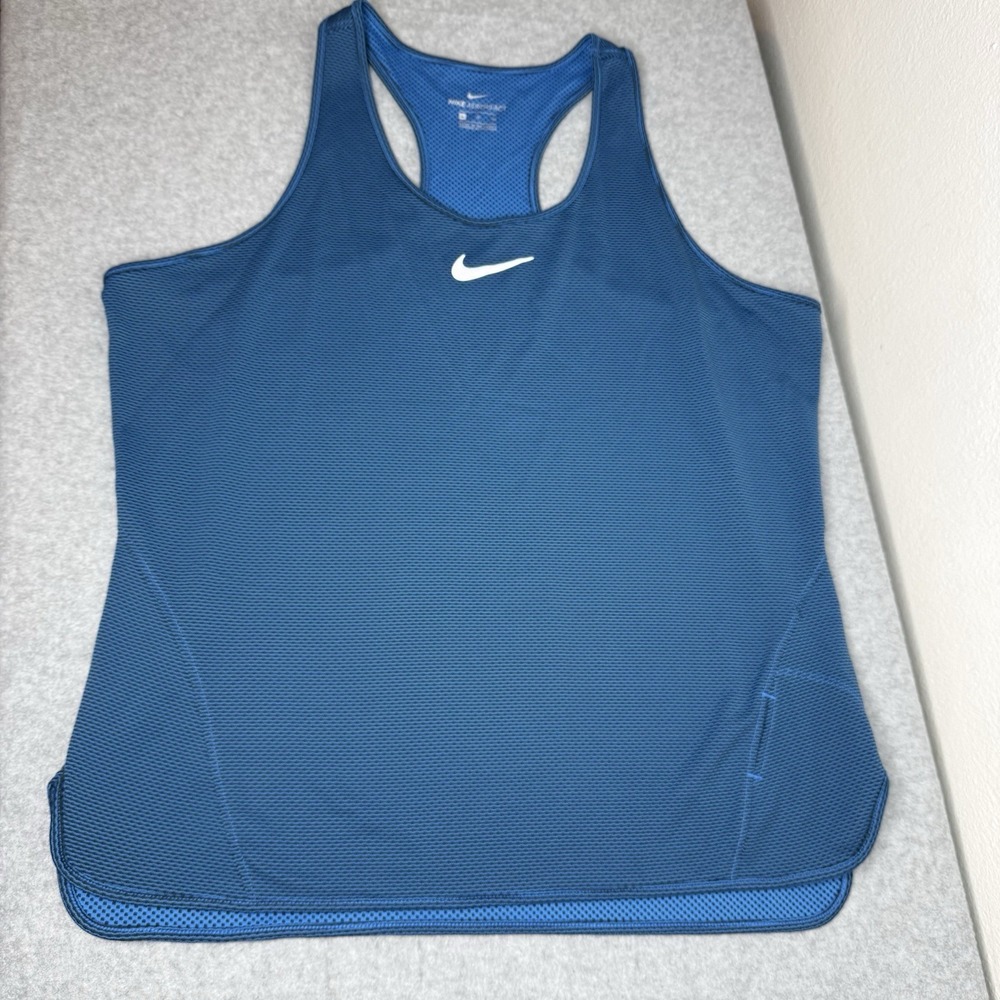 Nike Aeroreact Athletic Blue Tank Top Women's XL Activewear Center Swoosh 723941
